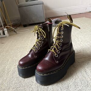 Dr. Martens Burgundy Platform Boots